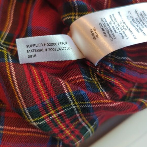 Lauren Ralph Lauren Button Up Shirt Womens Medium Red Plaid Roll Tab Sleeve - Picture 7 of 7